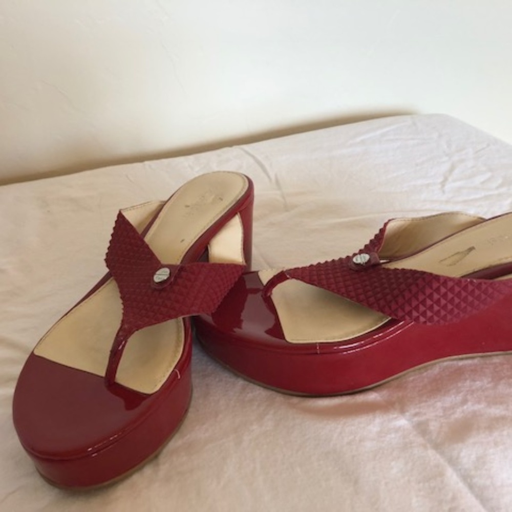 Calvin Klein Red Platform Wedges